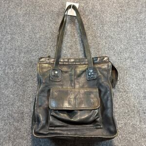 Frye Vintage Black Leather Large Slouchy Hobo Shoulder Bag Handbag Purse